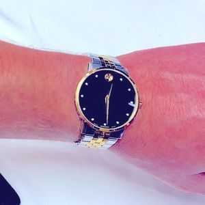 Movado Museum Classic 40 mm yellow gold PVD finished SS case with diamonds